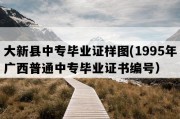 大新县中专毕业证样图(1995年广西普通中专毕业证书编号）