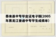 泰来县中专毕业证电子版(2005年黑龙江普通中专学生成绩单）