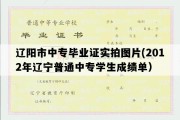 辽阳市中专毕业证实拍图片(2012年辽宁普通中专学生成绩单）