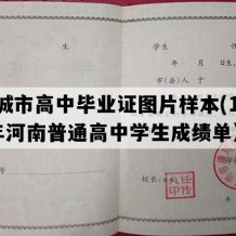 项城市高中毕业证图片样本(1996年河南普通高中学生成绩单）