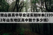 微山县高中毕业证实拍样本(1992年山东地区高中做个多少钱）