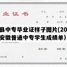 泗县中专毕业证样子图片(2006年安徽普通中专学生成绩单）