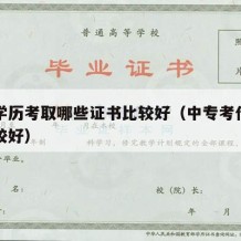 中专学历考取哪些证书比较好（中专考什么证书比较好）