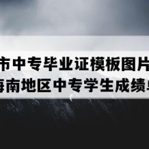 琼海市中专毕业证模板图片(2020年海南地区中专学生成绩单）