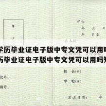 中专学历毕业证电子版中专文凭可以用吗（中专学历毕业证电子版中专文凭可以用吗知乎）