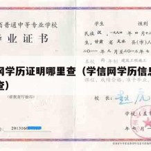 学信网学历证明哪里查（学信网学历信息证明怎么查）