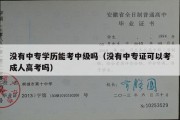 没有中专学历能考中级吗（没有中专证可以考成人高考吗）