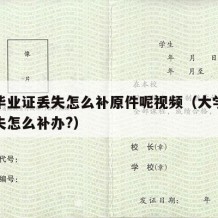 大学毕业证丢失怎么补原件呢视频（大学毕业证遗失怎么补办?）