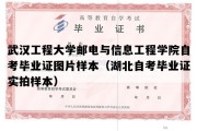 武汉工程大学邮电与信息工程学院自考毕业证图片样本（湖北自考毕业证实拍样本）