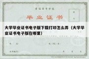 大学毕业证书电子版下载打印怎么弄（大学毕业证书电子版在哪里）