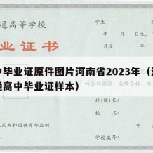 高中毕业证原件图片河南省2023年（河南普通高中毕业证样本）