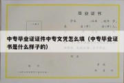 中专毕业证证件中专文凭怎么填（中专毕业证书是什么样子的）