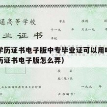 中专学历证书电子版中专毕业证可以用吗（中专学历证书电子版怎么弄）