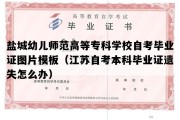 盐城幼儿师范高等专科学校自考毕业证图片模板（江苏自考本科毕业证遗失怎么办）