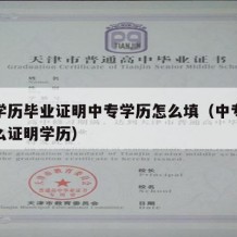 中专学历毕业证明中专学历怎么填（中专毕业证怎么证明学历）