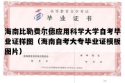 海南比勒费尔德应用科学大学自考毕业证样图（海南自考大专毕业证模板图片）