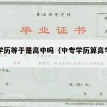 中专学历等于是高中吗（中专学历算高学历吗）