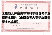 太原幼儿师范高等专科学校自考毕业证样本图片（山西自考大专毕业证需要多久拿证）