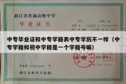 中专毕业证和中专学籍表中专学历不一样（中专学籍和初中学籍是一个学籍号嘛）