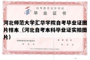 河北师范大学汇华学院自考毕业证图片样本（河北自考本科毕业证实拍图片）