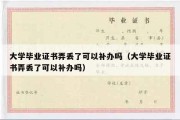 大学毕业证书弄丢了可以补办吗（大学毕业证书弄丢了可以补办吗）