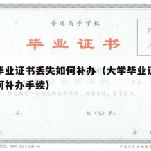 大学毕业证书丢失如何补办（大学毕业证书丢失如何补办手续）