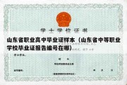 山东省职业高中毕业证样本（山东省中等职业学校毕业证报告编号在哪）