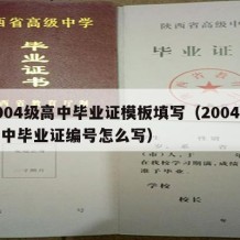 2004级高中毕业证模板填写（2004年高中毕业证编号怎么写）