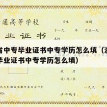 浙江省中专毕业证书中专学历怎么填（浙江省中专毕业证书中专学历怎么填）