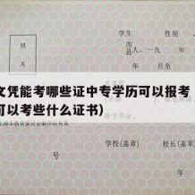 中专文凭能考哪些证中专学历可以报考（中专学历可以考些什么证书）