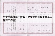 中专学历可以干什么（中专学历可以干什么工作开工作室）