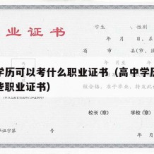 高中学历可以考什么职业证书（高中学历可以考哪些职业证书）