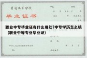 职业中专毕业证有什么用处?中专学历怎么填（职业中等专业毕业证）