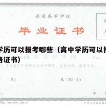 高中学历可以报考哪些（高中学历可以报考哪些资格证书）