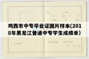 鸡西市中专毕业证图片样本(2018年黑龙江普通中专学生成绩单）