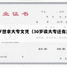 30岁想拿大专文凭（30岁读大专还有用么）