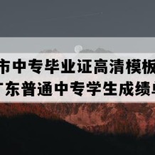 汕尾市中专毕业证高清模板(2003年广东普通中专学生成绩单）