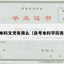 自考本科文凭有用么（自考本科学历有用么）