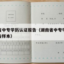 湖南省中专学历认证报告（湖南省中专学历认证报告样本）