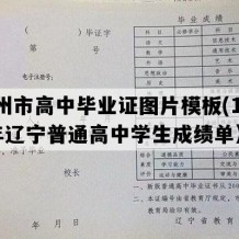 锦州市高中毕业证图片模板(1995年辽宁普通高中学生成绩单）