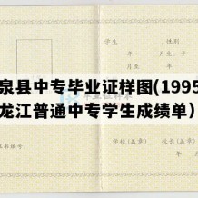 拜泉县中专毕业证样图(1995年黑龙江普通中专学生成绩单）