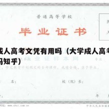 大学成人高考文凭有用吗（大学成人高考文凭有用吗知乎）