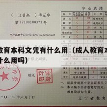 成人教育本科文凭有什么用（成人教育本科文凭有什么用吗）