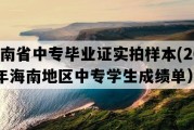 海南省中专毕业证实拍样本(2021年海南地区中专学生成绩单）