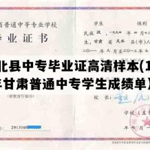 肃北县中专毕业证高清样本(1993年甘肃普通中专学生成绩单）