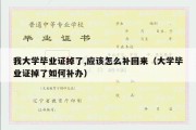 我大学毕业证掉了,应该怎么补回来（大学毕业证掉了如何补办）