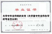 大学中外合作班的文凭（大学里中外合作办学的专业怎么样）