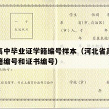 河北高中毕业证学籍编号样本（河北省高中毕业学籍编号和证书编号）