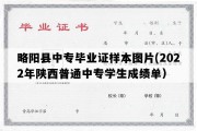 略阳县中专毕业证样本图片(2022年陕西普通中专学生成绩单）