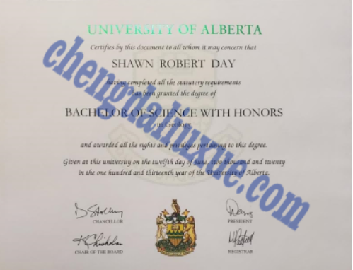 阿尔伯塔大学毕业证图片_模板(Sample University of Alberta diploma)